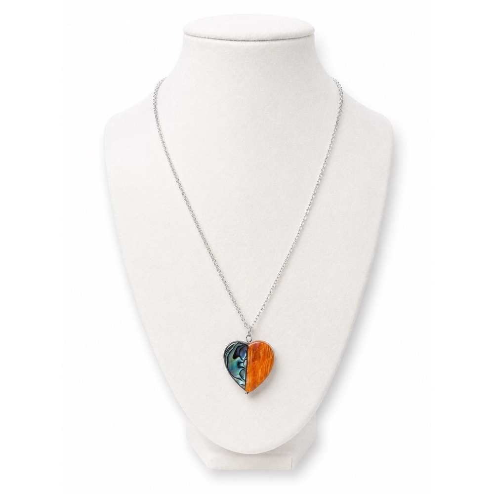 Abalone Shell/Spiny Oyster Heart Necklace